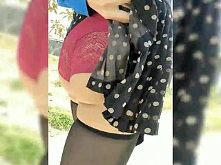 Fucking my dildo hard in a rough construction area outdoors