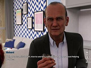 Cosplay Babe in See-Through Outfit Works Bar in Public 3D Game Scene