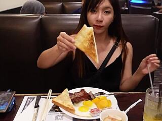 Asian milf on honeymoon, teasing oral and creampie.