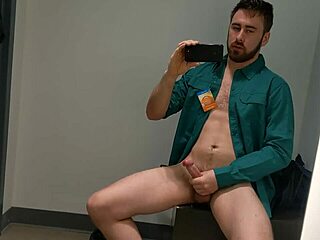 gay dude stroking hard in macho style video.