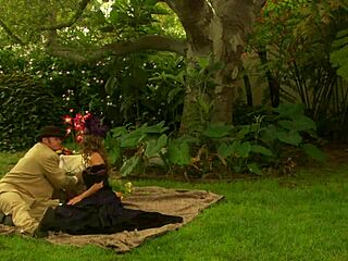 Naughty couple role-playing history and fucking in an enchanted garden 😘
