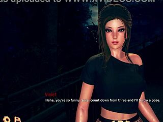 violet plays trick or treat with brunette friend