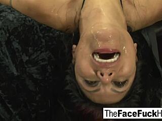 hot babe sucks multiple cocks for facial finish