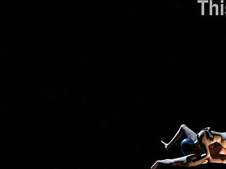 Blue-haired Evelyn Parker and redhead Leliana in romantic 69 play