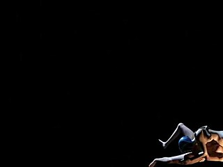 Blue-haired Evelyn Parker and redhead Leliana in romantic 69 play