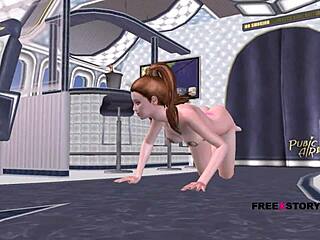 Animated 3d Porn - a Beautiful Teen Girl Giving Sexy Poses in the Airplane and Fingering Her Sexy Pussy