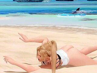 doa5 rachel poses nude on the beach teasing with big tits and ass in close up