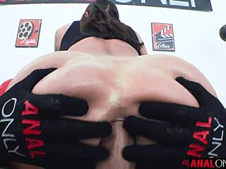 Busty April Olsen bends over for anal creampie fun