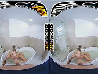 Kali Roses, the blonde PAWG, says 'VR porn in the bathroom is the win!'