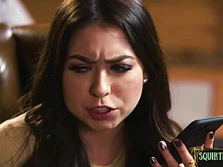 Two teen lesbians trib and squirt after passionate foreplay