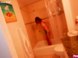 Petite slutty stepsis Renee Rose catches Johnny Love spying in shower—damn, what’s next!