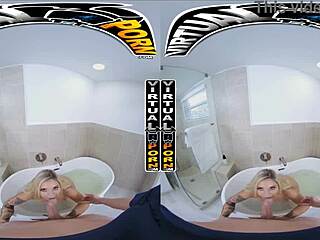 Kali Roses, the blonde PAWG, says 'VR porn in the bathroom is the win!'