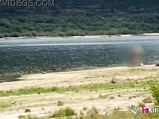 ebony babe seduces any guy by the lake