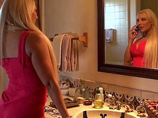 Blonde beauties Cherie DeVille and Madison May scissor wildly in living room