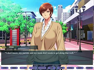 Милфа мнёт сиськи в аниме-игре