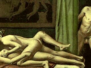 vintage erotic cartoon illustration from antique anime hentai