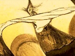 vintage erotic cartoon illustration from antique anime hentai