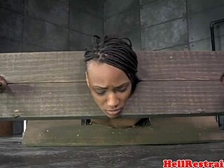 Ebony Sexslave’s Pussy Toyed While Hooked Anally! What a Wild Scene!