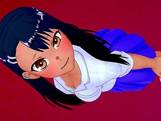 Nagatoro heats up for quick fun in hotel bed anime style. 3D cartoon brings hentai action to life.