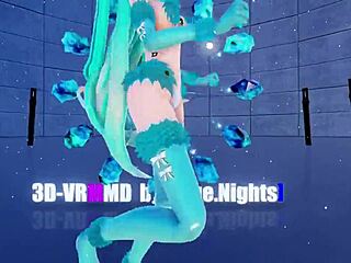 Blue K Nights featuring Cat Fate cosplay as adult Miku in 3D VR180.