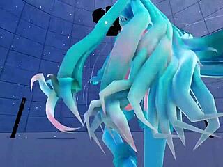 Blue K Nights featuring Cat Fate cosplay as adult Miku in 3D VR180.