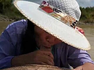 latina bends over for monster cock blowjob close up