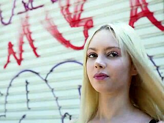 Blonde slut does anal behind scenes