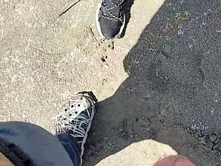 latina bends over for monster cock blowjob close up