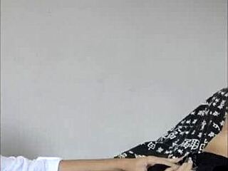 Nerdy teen sucks off guy on webcam