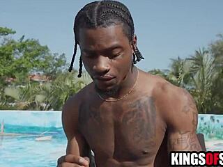 ebony step sister curious about step brother's size outdoors