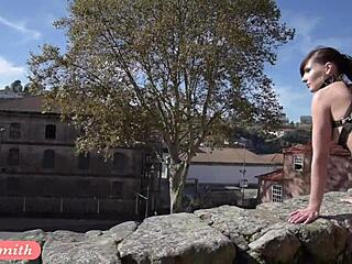 Jeny Smith In Strap Bondage Flashing In Public