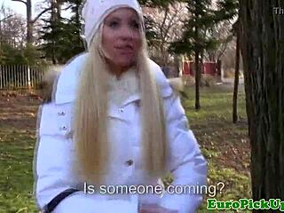 euro slut gets jizzed on outdoors