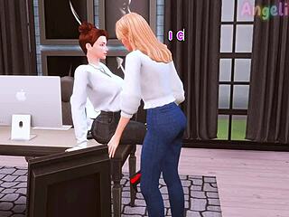 Futanari boss seduces secretary for deep throat with huge dick.