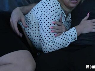 caring stepson gets head from gorgeous blonde stepmommy in a cozy moment