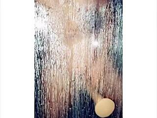 When I shower, I get so horny and masturbate with dildo!