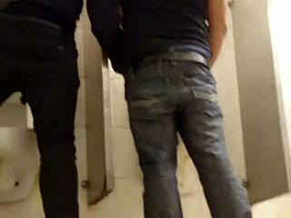 Curious about gay action in a tight toilet space?