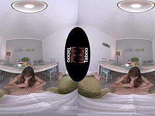 Brunette Gives Blowjob And Handjob For Healthy Breakfast