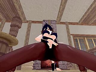 Damn, Genshin Impact babe with big tits gives wild footjob to monster cock!