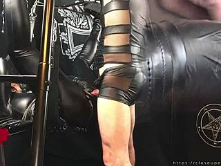 mistress gets her pussy fucked on sex swing black gothic