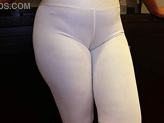 Juliacarioca teases in tight white leggings with tanned curves