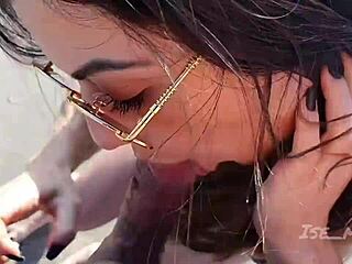 A hot latina couple fucks and sucks on a public brazilian beach