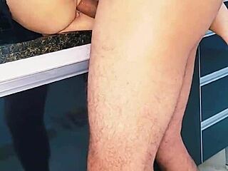 having fun with the blonde at the sink