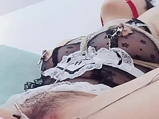 Enjoying pleasurable punishment with rough hemp rope and vibrator