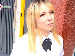 I picked up a stranger off the street and my worker gave her a massive pounding session