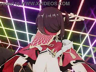 Masked character beidou takes a casual ride in this 3d scene