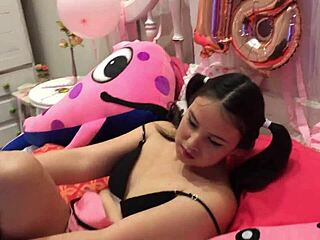 this petite south american teen deepthroating a monster cock with cumshot.