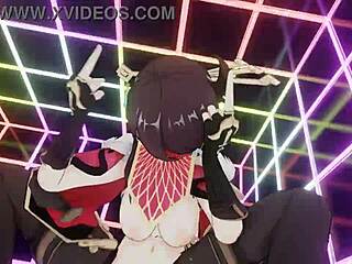 Masked character beidou takes a casual ride in this 3d scene