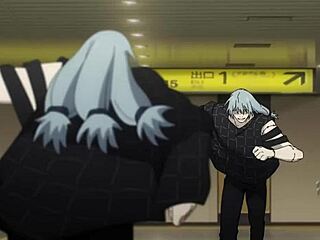 Itadori battles Mahito in skyfall hentai scene