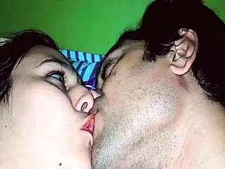 Hot romantic POV of hairy pussy getting licked and fucked by cock