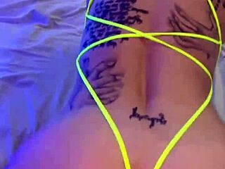 sexy tattooed hottie misha montana gives blowjob in lingerie, then rides and spanks.